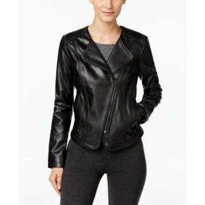 MICHAEL KORS Cutaway Leather Jacket MEDIUM